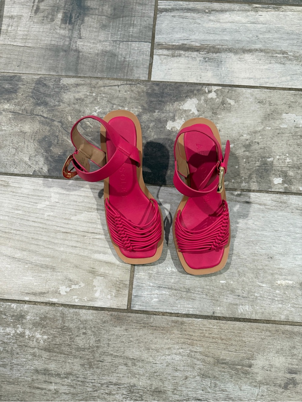 AEROSOLES Hot Pink Strappy Block Heel Sandal - Picture 5 of 6